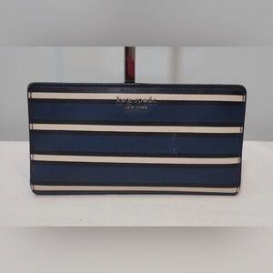 kate spade Cameron Street Navy and Cream Striped Bifold Wallet